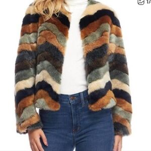 Fabulous Furs Desert Chevron Faux Fur Coat